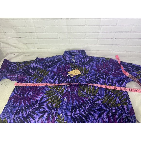 Tango by Max Raab Leaf Print Short Sleeve Button Up Shirt USA Made Mens Size L - Picture 6 of 9